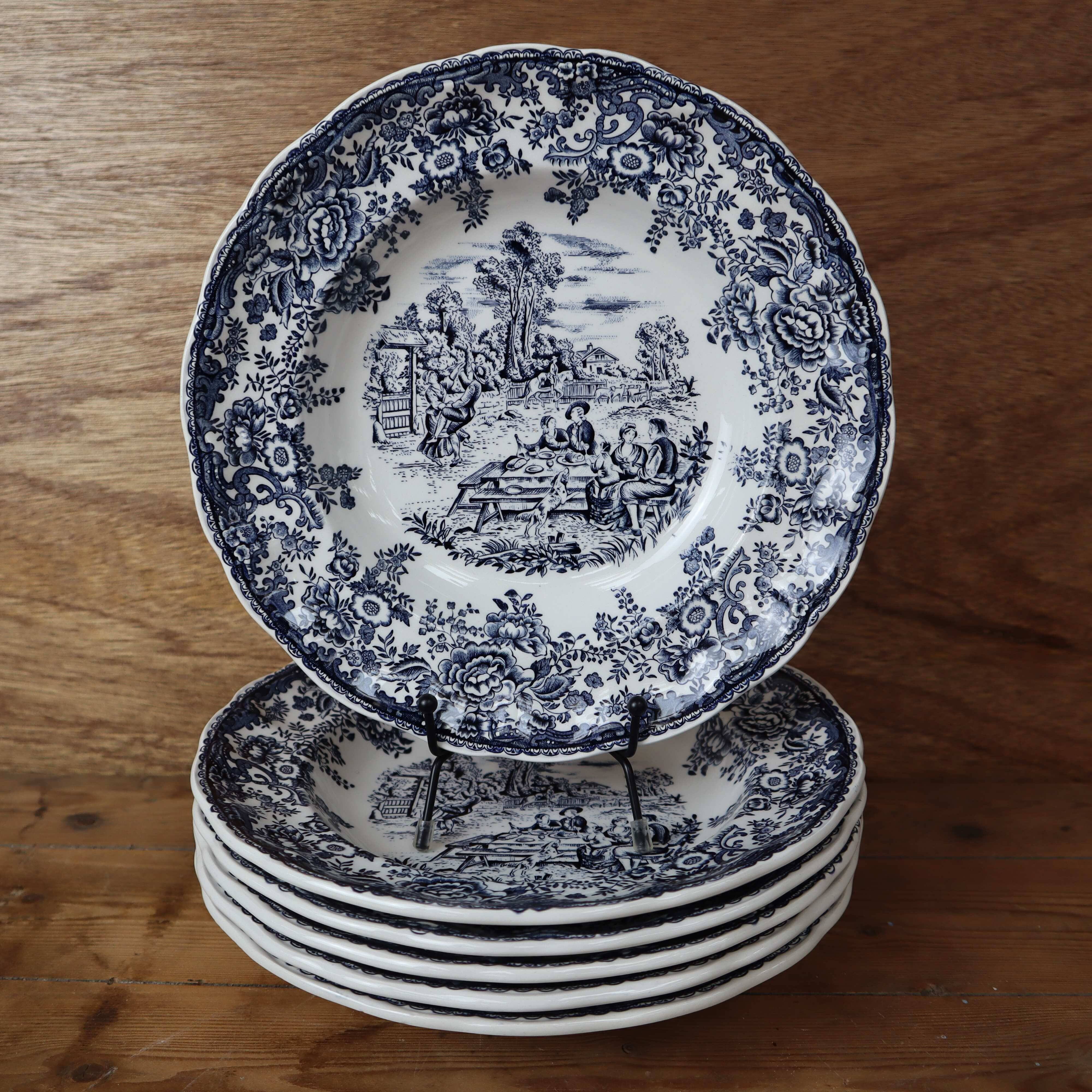 6 deep plates stamped Lunéville KG Tradition special grand feu