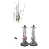 Pair of Roger Gallet glass candle holders