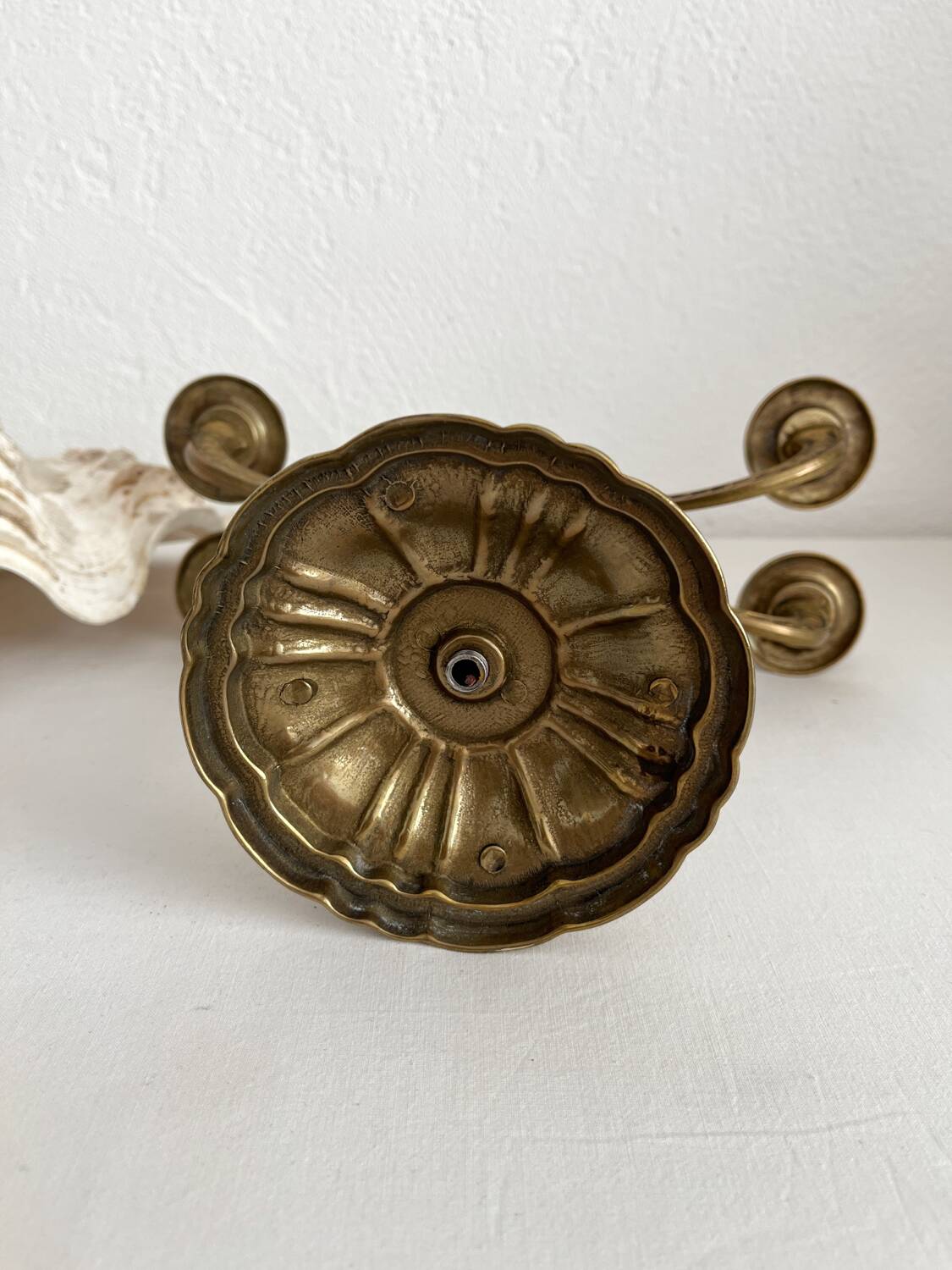 Antique brass candlestick holder with 5 lights