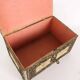 Antique wooden box with fabric and beads, Europe 19th Century