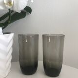 Pair of 2 smoked high glasses