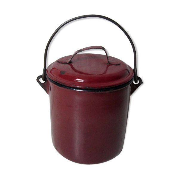 Ancien pot seau en métal émaillé