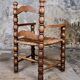 Pair of turned wooden spool armchairs, mid-20th century, France