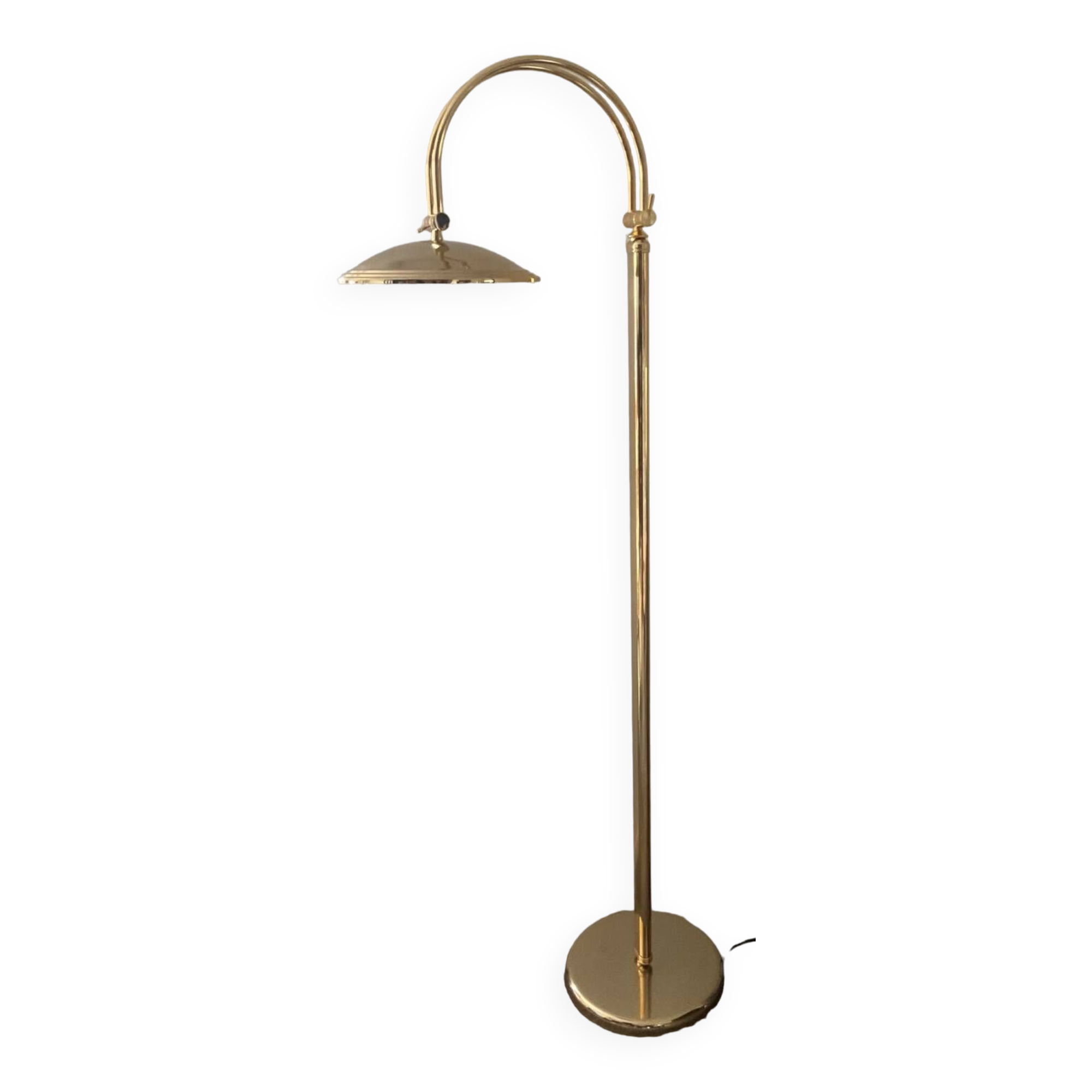 Articulated floor lamp from the 80s in gold metal