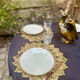 Wood and brass fish service