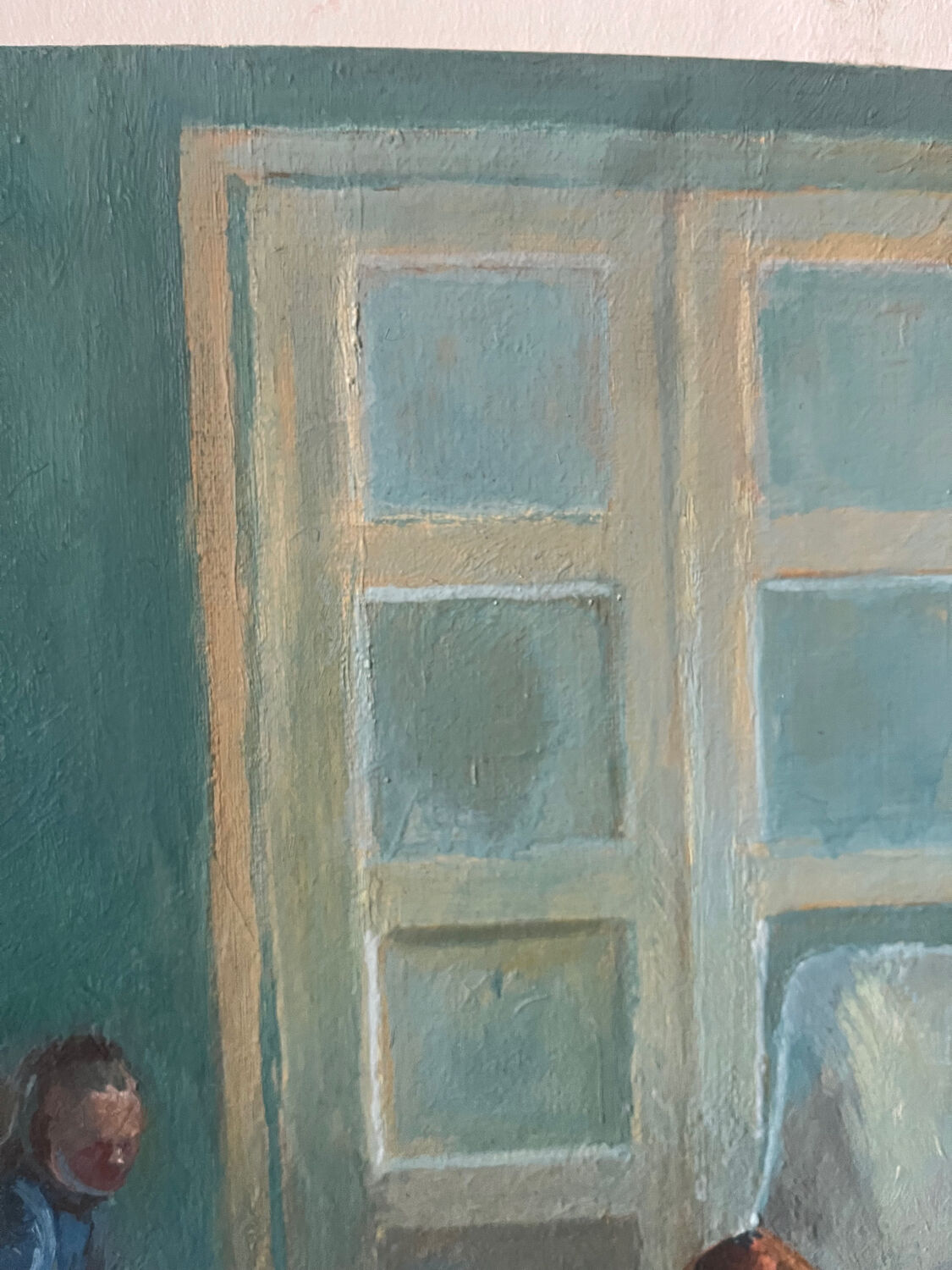 "Face to face with my dog", original oil on canvas