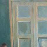 "Face to face with my dog", original oil on canvas