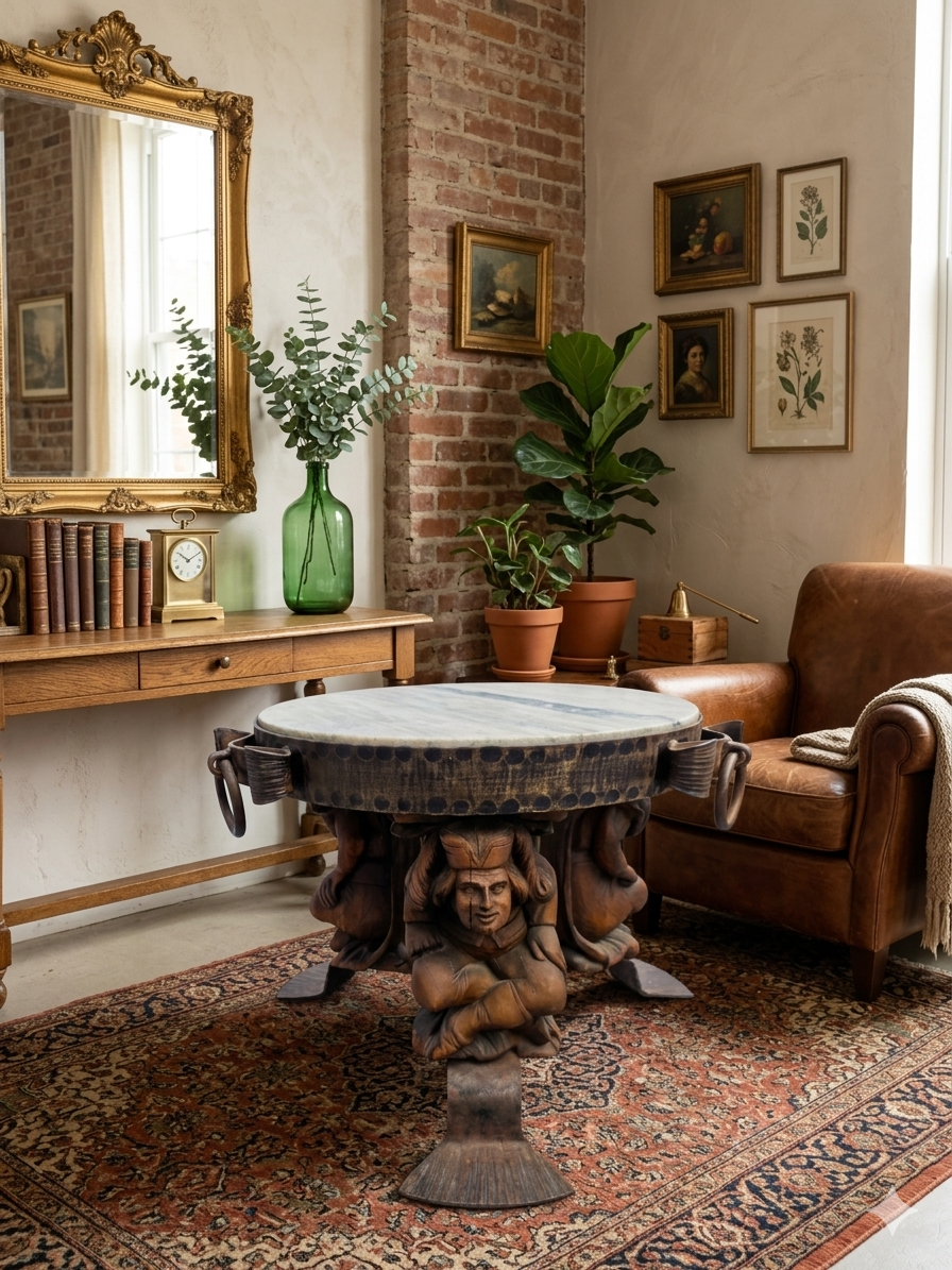 Wrought iron and marble coffee table, Jean Maurice Rothschild, circa 1950.