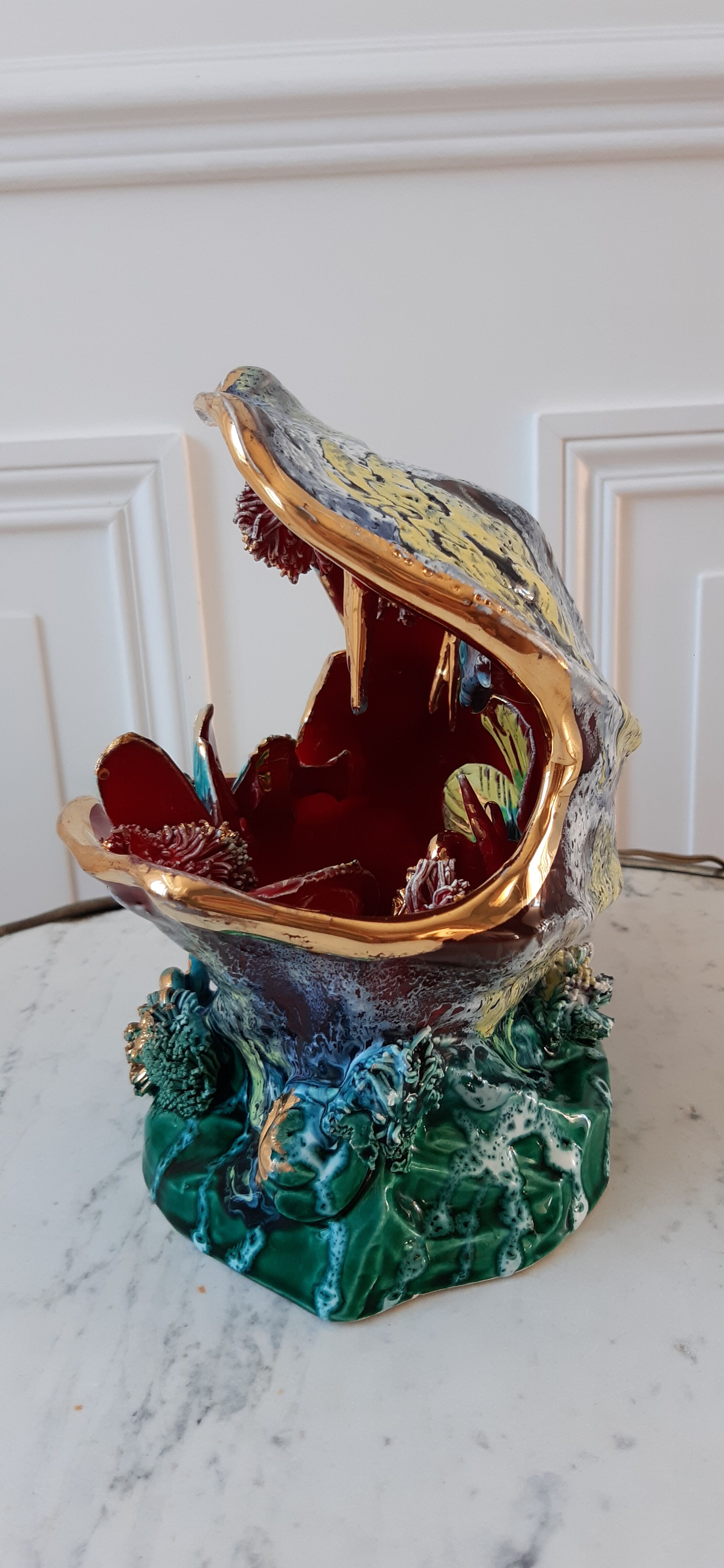 Shell lamp oysters Vallauris 70s