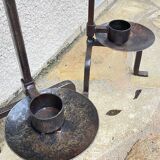 Vintage brutalist steel candle holder