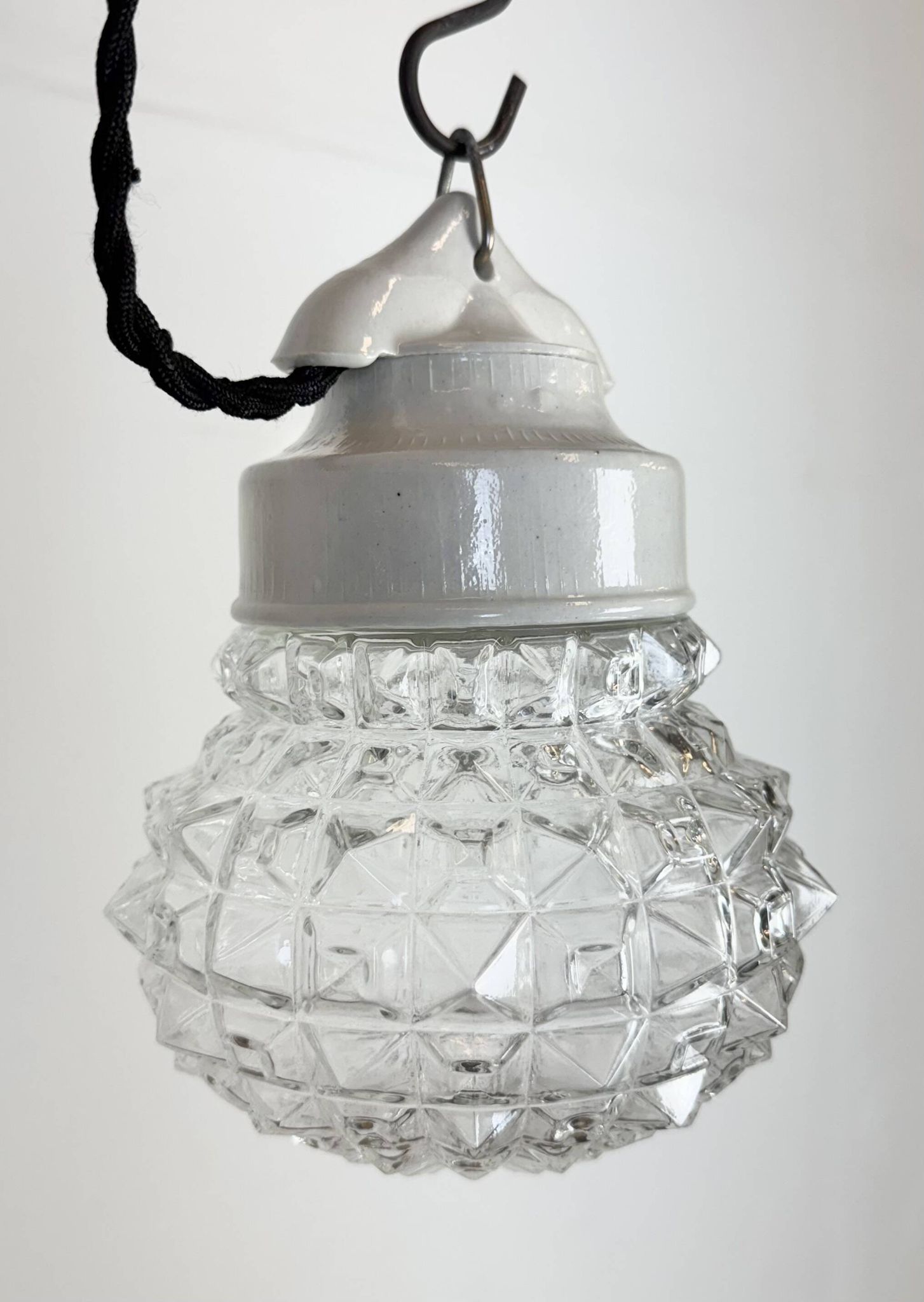 Vintage White Porcelain Pendant Light, 1970s