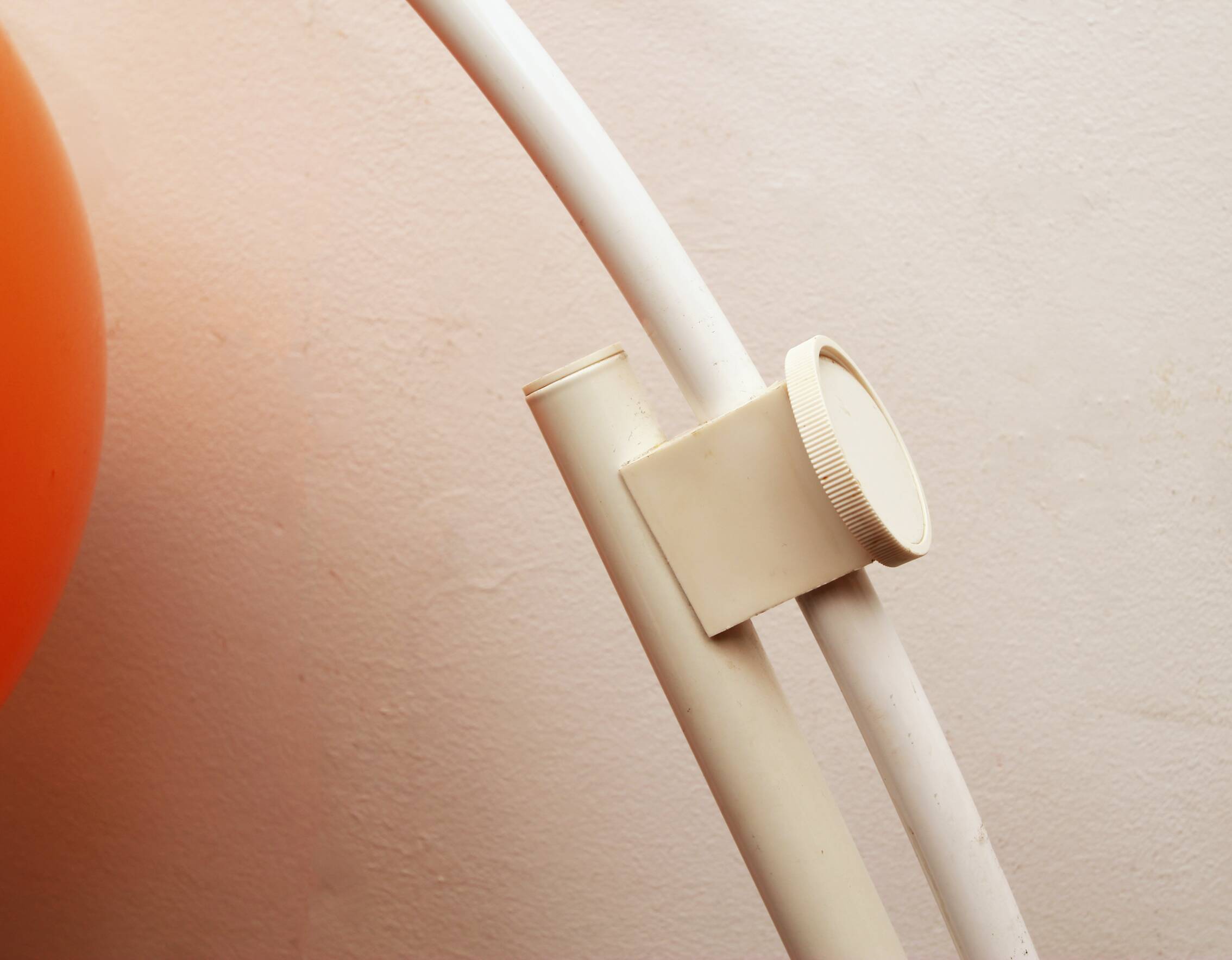 1970s floor lamp /arc lamp i white and orange
