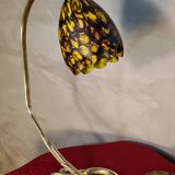 bronze and brass art nouveau lamp h 45x30 superb glass tulip 1930 elec