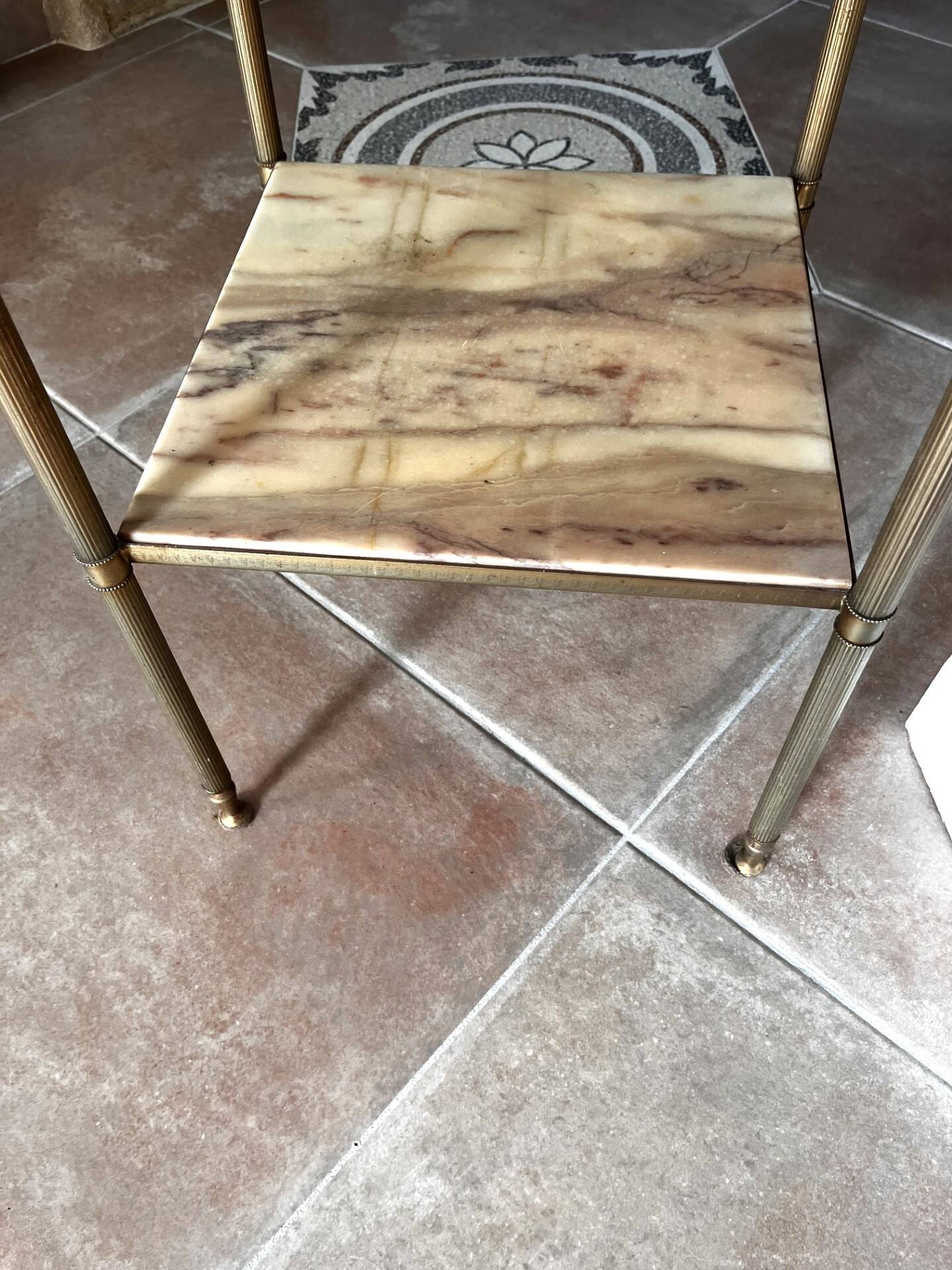 Marble and brass pedestal