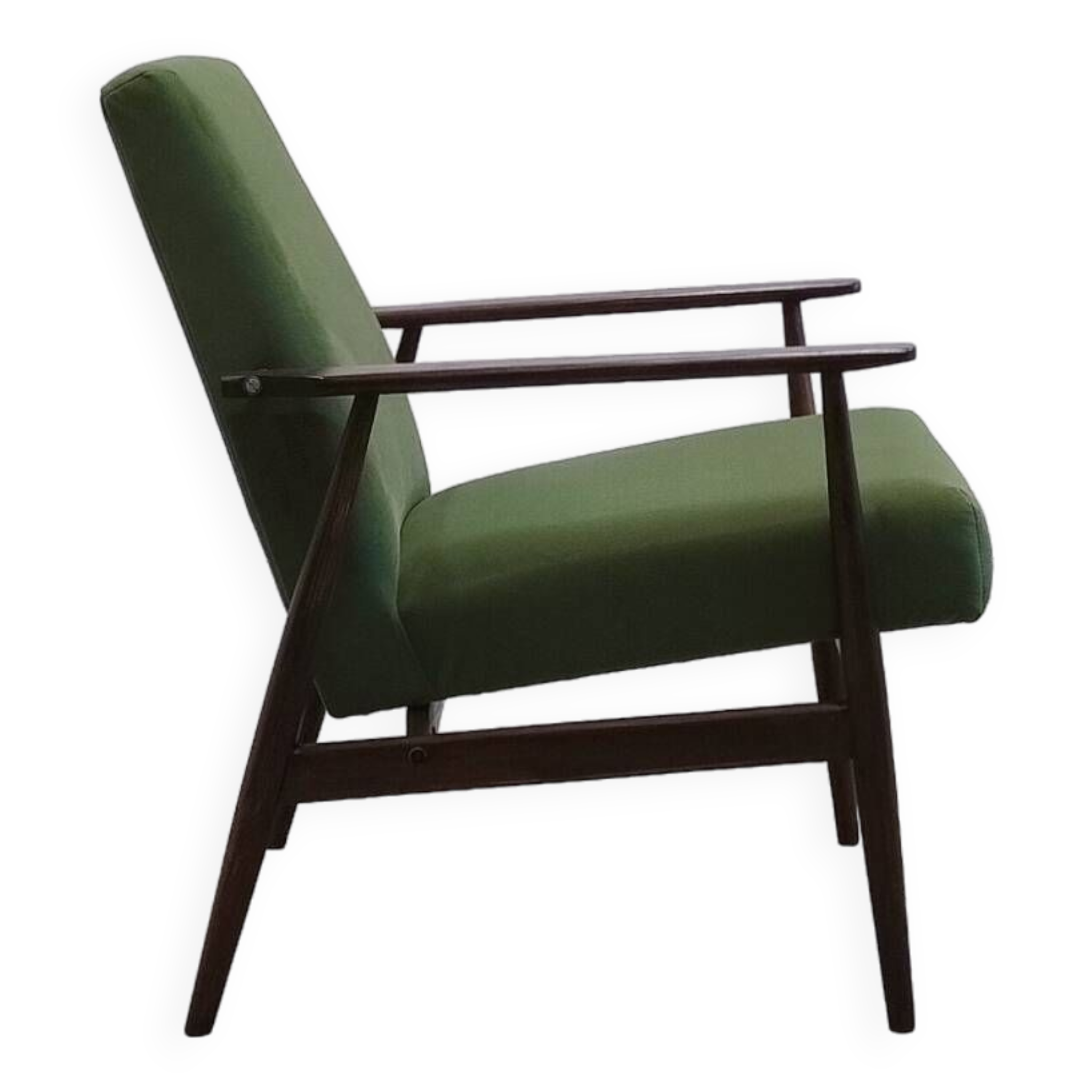 1960 Henryk Lis Mid Century Armchair in Green Velvet