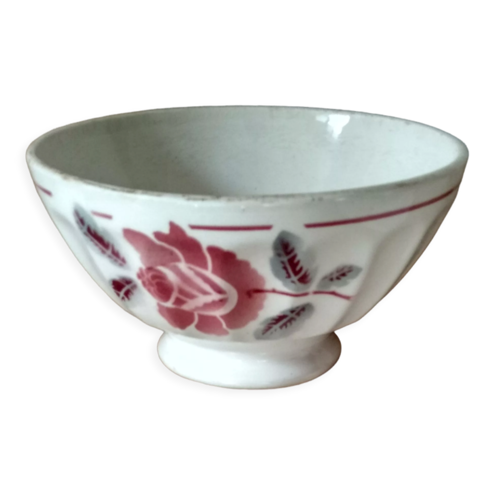 Ceramic bowl with pink flower décor