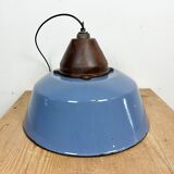 Industrial Blue Enamel and Cast Iron Pendant Light, 1960s