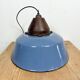 Industrial Blue Enamel and Cast Iron Pendant Light, 1960s
