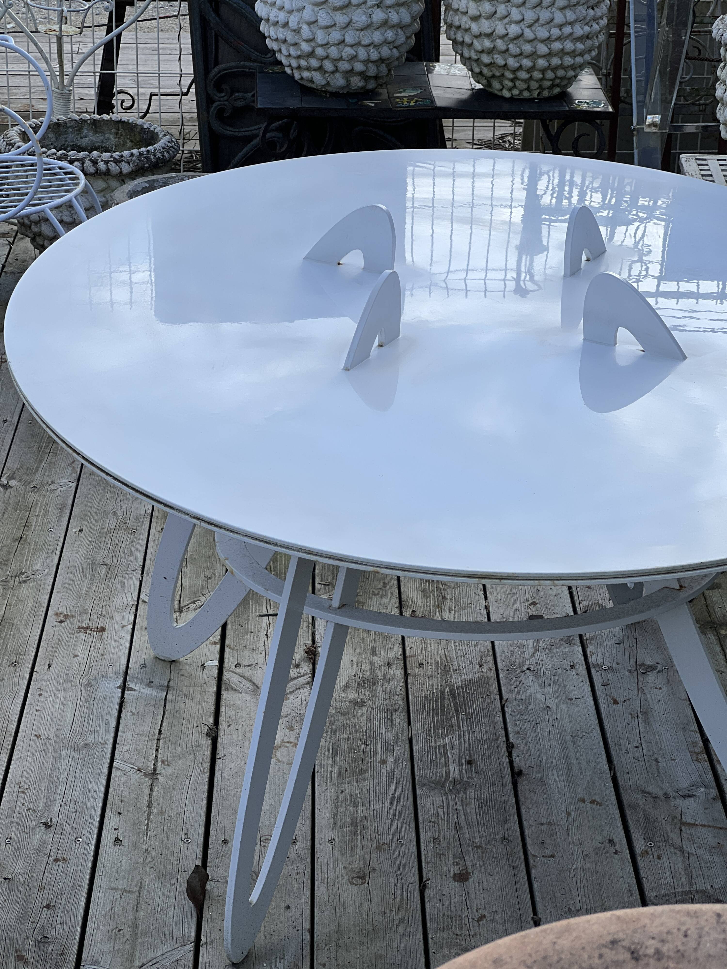 White metal table