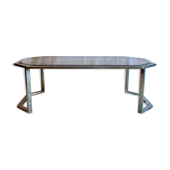 Table basse inox et laiton circa 70