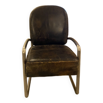 FAUTEUILSTYLE INDUSTRIEL CUIR ET ACIER