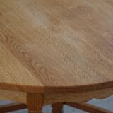 Round modern Danish brutalist coffee table/sofa in solid oak, 1960s.