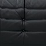 French black leather Togo lounge chair by Michel Ducaroy for Ligne Roset, 1970s