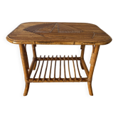Rattan coffee table with sailboat decor from the 60s
