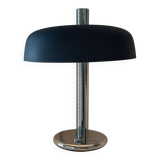 Noir Metal Table Lamp by Heinz Pfaender for Hillebrand - Chrome Base, Textured Shade, 1960s