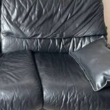 Canapé vintage en cuir noir