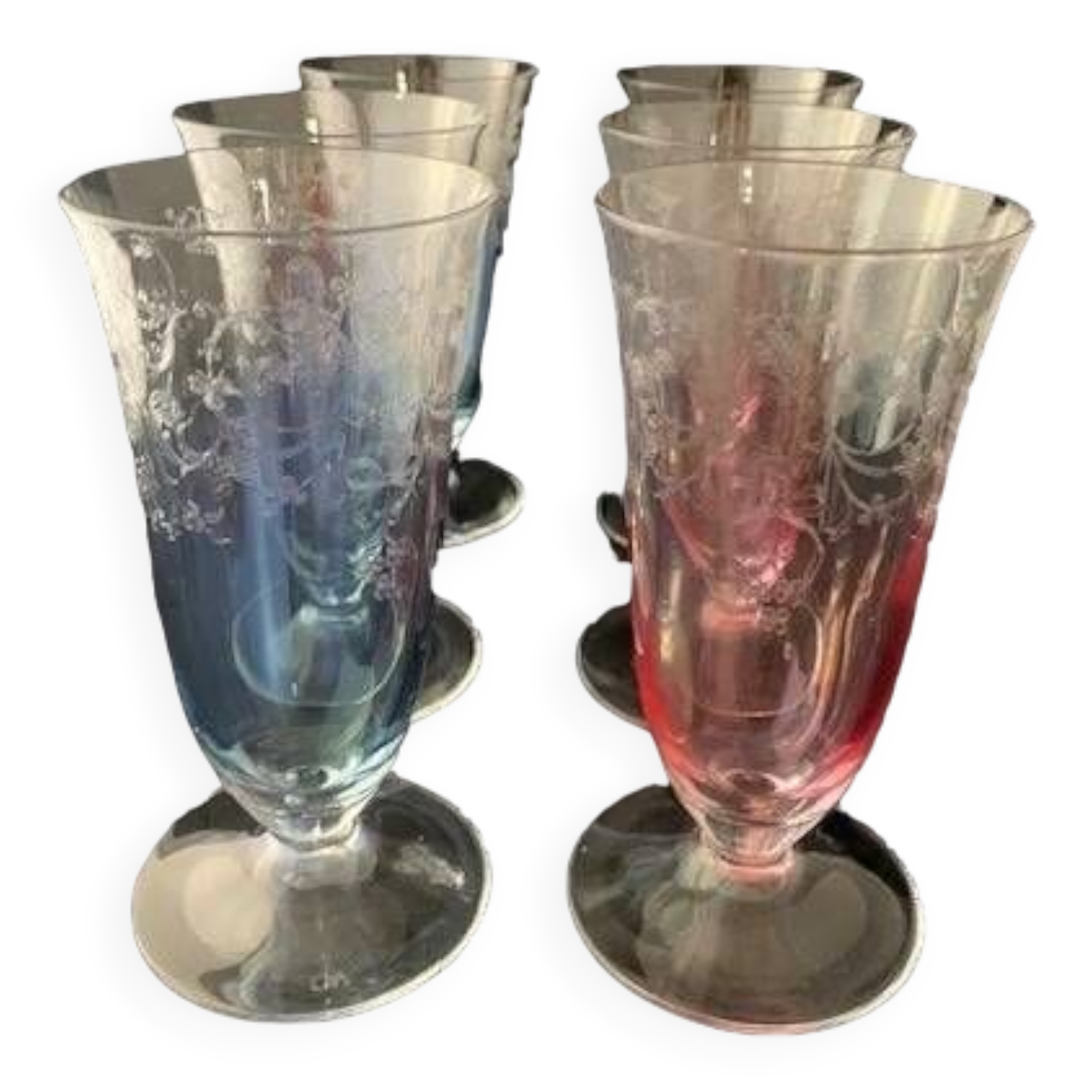 6 Arques crystal flutes stamped CDA