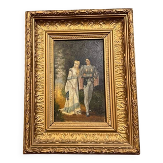 Spanish school painting, oil on panel, 19th century, signed