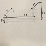 Straw bench and vintage wood