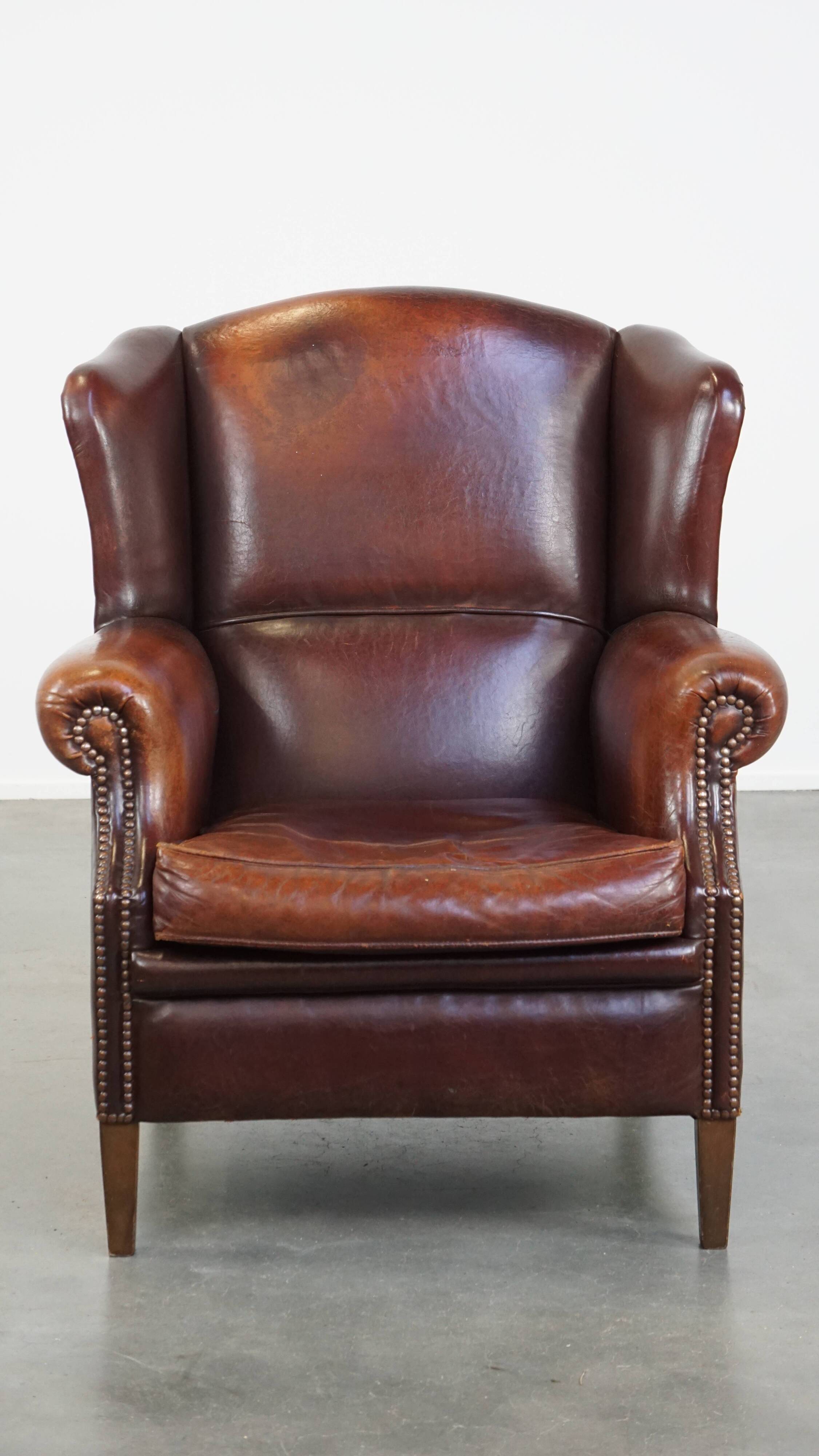 Vintage Sheepskin Wingback Chair