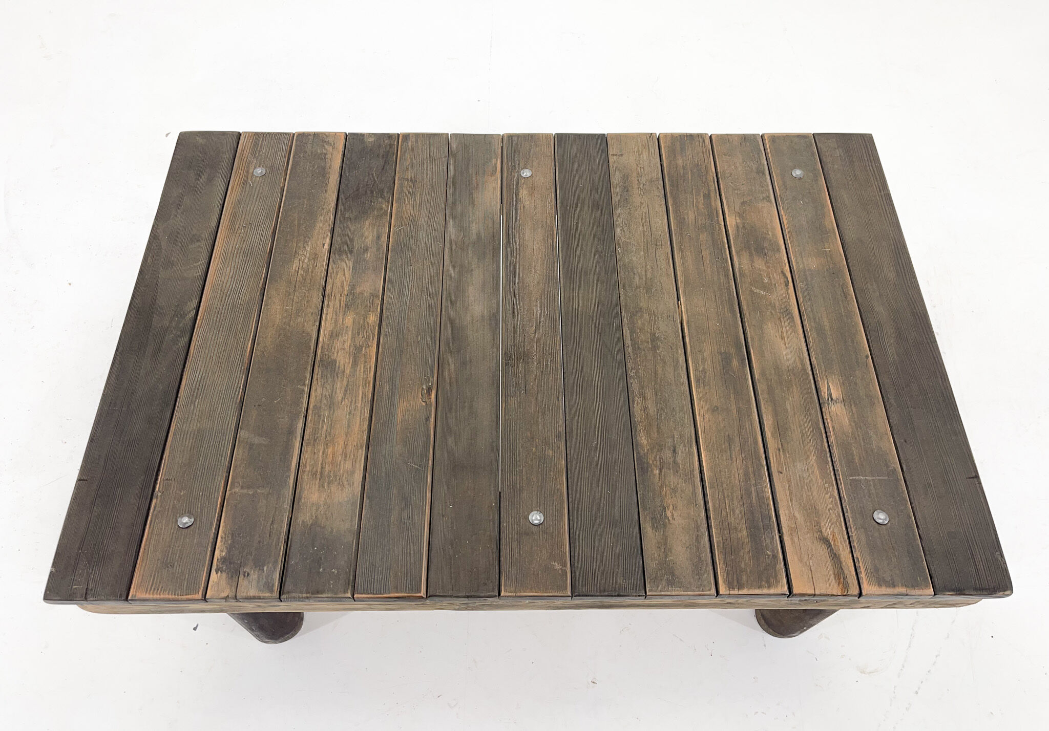 1950's vintage industrial wood & iron coffee table