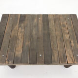 1950's vintage industrial wood & iron coffee table