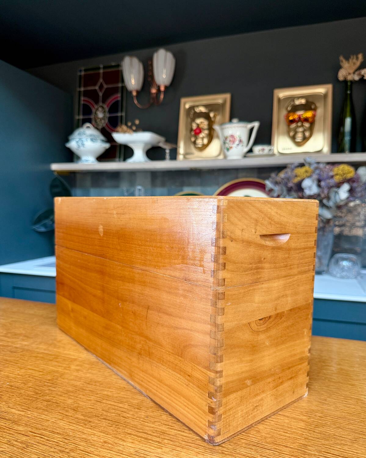Large old wooden jug box