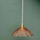 suspension vintage Art Deco lampshade in frosted pink glass