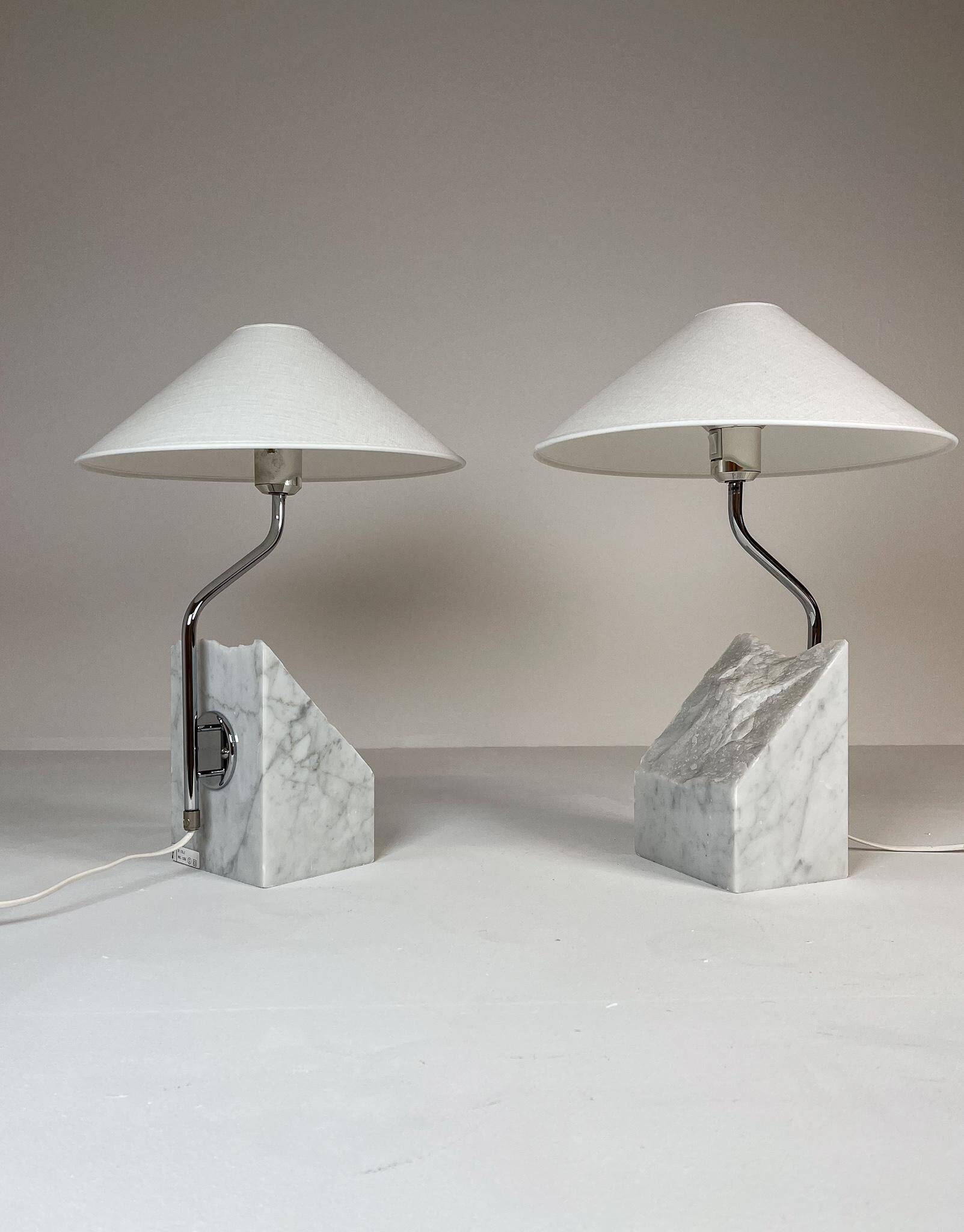 Paire de lampes de table en marbre et acier Bergboms du milieu du siècle, années 1970, Suède