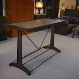 Industrial console with oak top