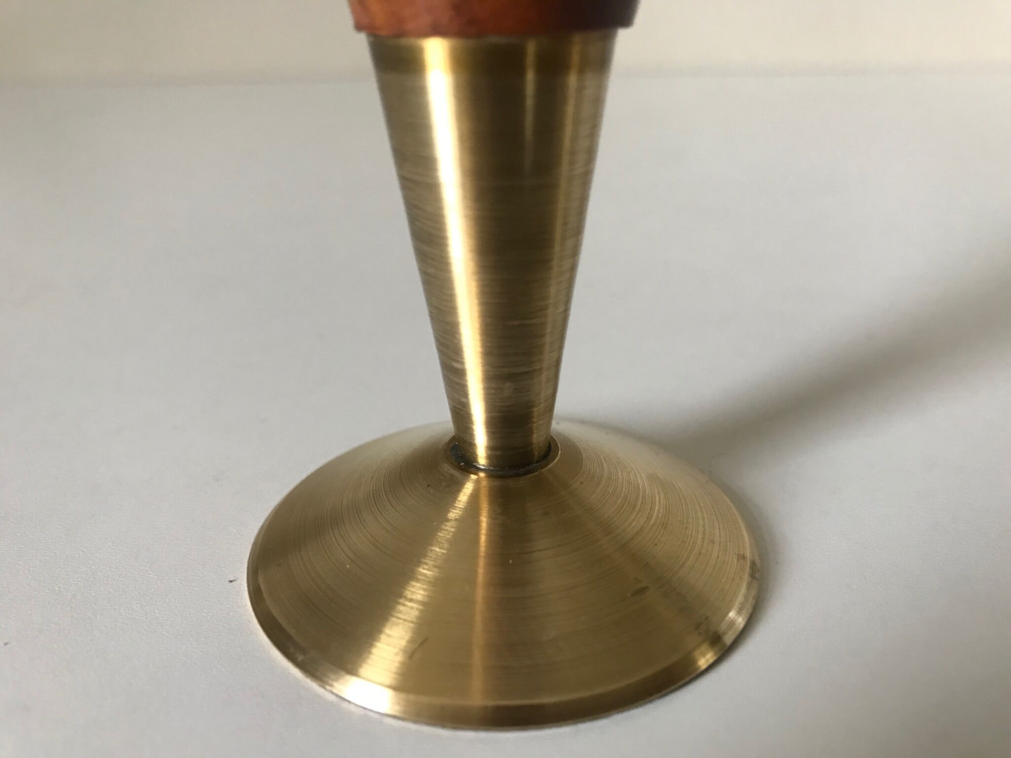 Candlestick Scandinavian brass and teak design 60s
