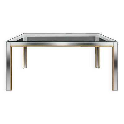 Table de salle à manger de Romeo Rega en chrome et laiton