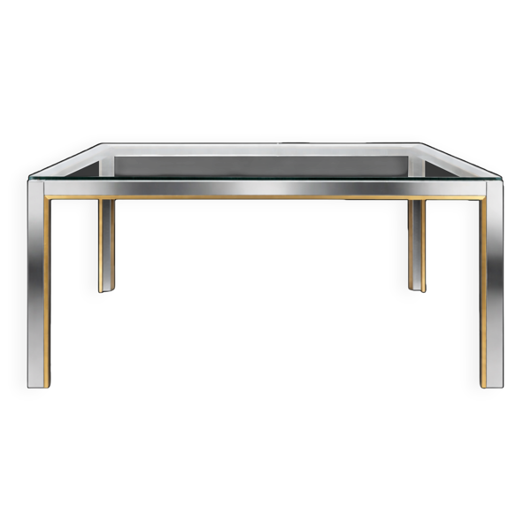 Table de salle à manger de Romeo Rega en chrome et laiton