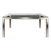 Dining table by Romeo Rega in chrome and brass.