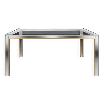 Table de salle à manger de Romeo Rega en chrome et laiton