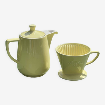 Cafetière et porte filtre Melitta jaune en céramique