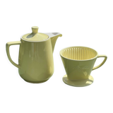 Yellow ceramic Melitta coffee maker and filter holder