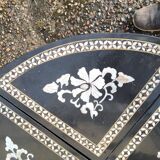Table basse décor asiatique incrustation de nacres ancienne vintage