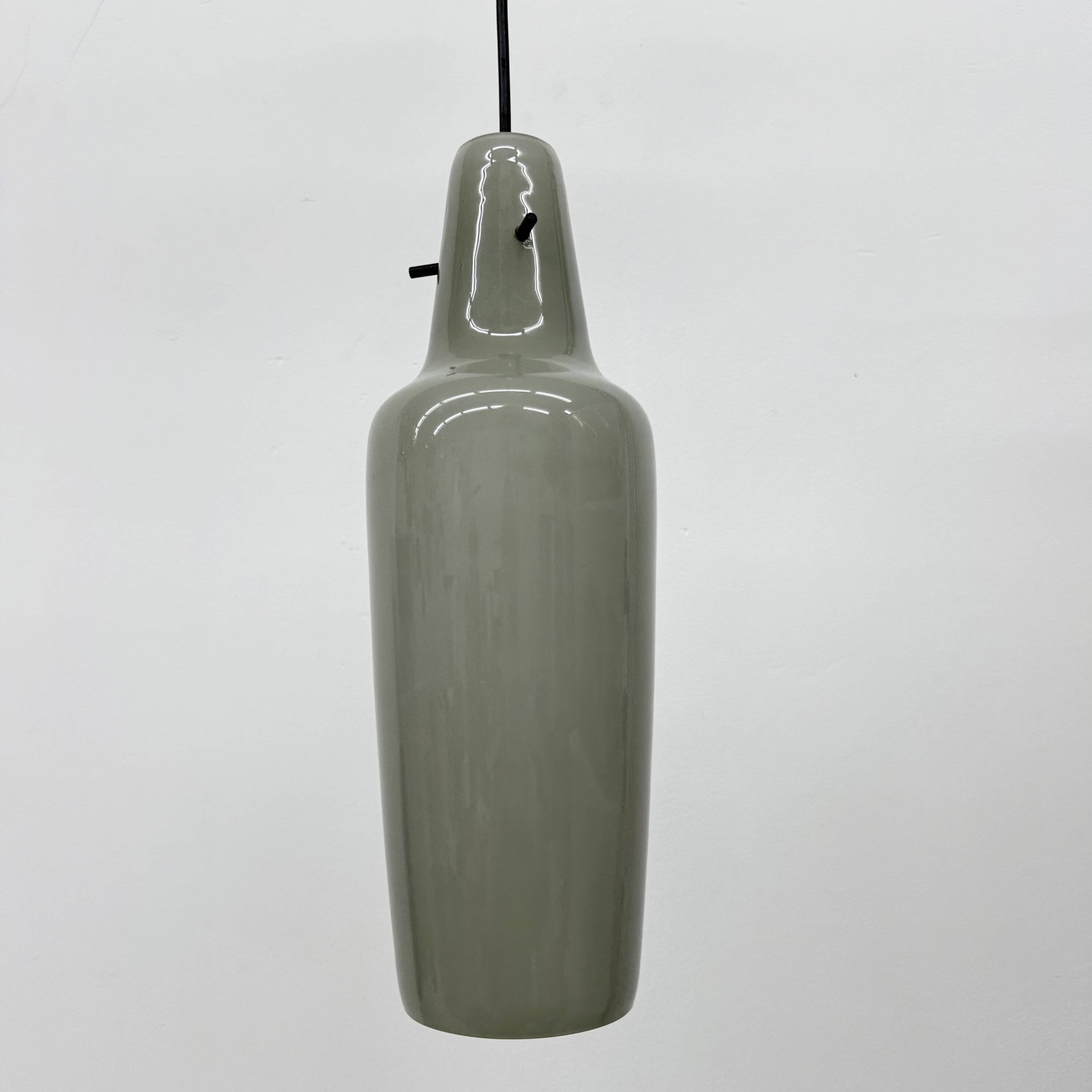 Mid-century grey glass pendant hanging lamp , 1960s Scandinavian