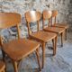 Ensemble de 6 chaises bistrot françaises vintage en bois courbé par Luterma, vers 1950–1970